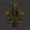 Skeleton Themed Motorcycle With Skull Head Bone Structure And Spiked Wheels