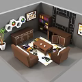 Cozy Living Room Interior With Brown Sofas Colorful Geometric Rug Coffee Table Bookshelf Decorative Paintings