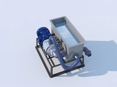 Industrial Filtration Equipment With Blue Motor Metal Container And Pipes 3d model