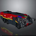 Large Red Fire Truck With Yellow And Blue Stripes Number 12 Fire Service Vehicle