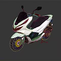 Sleek Modern White Motorcycle With Red Accents Black Seat And Yellow Rims