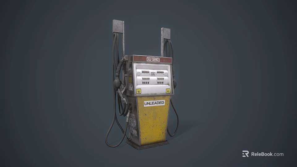 Vintage Fuel Dispenser with Dual Nozzles Ultra and Black Gold Labels Industrial Equipment 3d model 