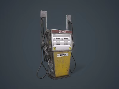 Vintage Fuel Dispenser with Dual Nozzles Ultra and Black Gold Labels Industrial Equipment 3d model