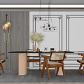 Nordic Dining Table and Chair Combination 3d model