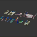 Collection of Medical Instruments Featuring Blue White Yellow Precision Tools And Devices