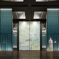 Chinese Traditional Interior With Decorative Screen Traditional Painting And Figure Statue