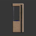 Armory Game Booth With Brown Exterior Wavy Details And Blue Control Panels