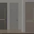 Modern Minimalist Swing Doors With Gray Light Wood Beige Colors And Golden Lines