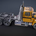 Functional Classic Yellow Heavy Duty Truck With Cab Dual Wheels And Exhaust Pipes