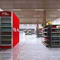 Supermarket Department Store Interior With Shelves Products Promotion Tags And Aisles