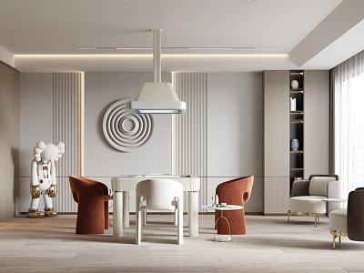 Modern Hotel Mahjong Room With Comfortable Chairs And Wooden Gaming Tables 3d model