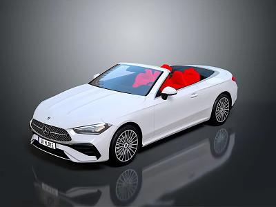 White Mercedes Convertible Car With Red Seats Sleek Body And Modern Design 3d model