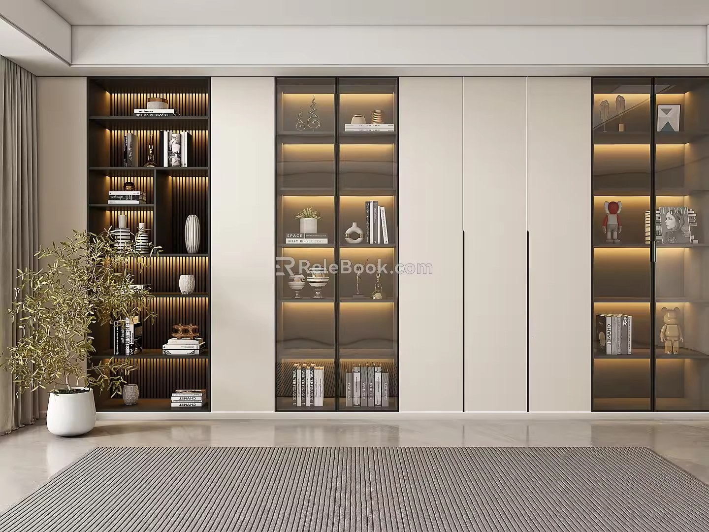 Modern study bookcase 3d model