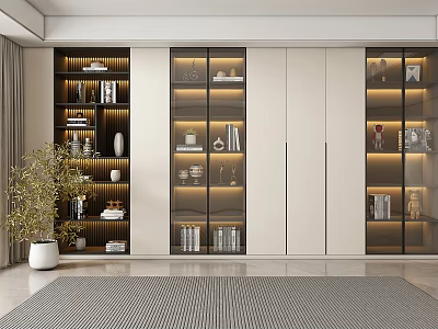 Modern study bookcase 3d model