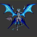Fantasy Character Design With Blue Glowing Wings And Magic Aura Effects