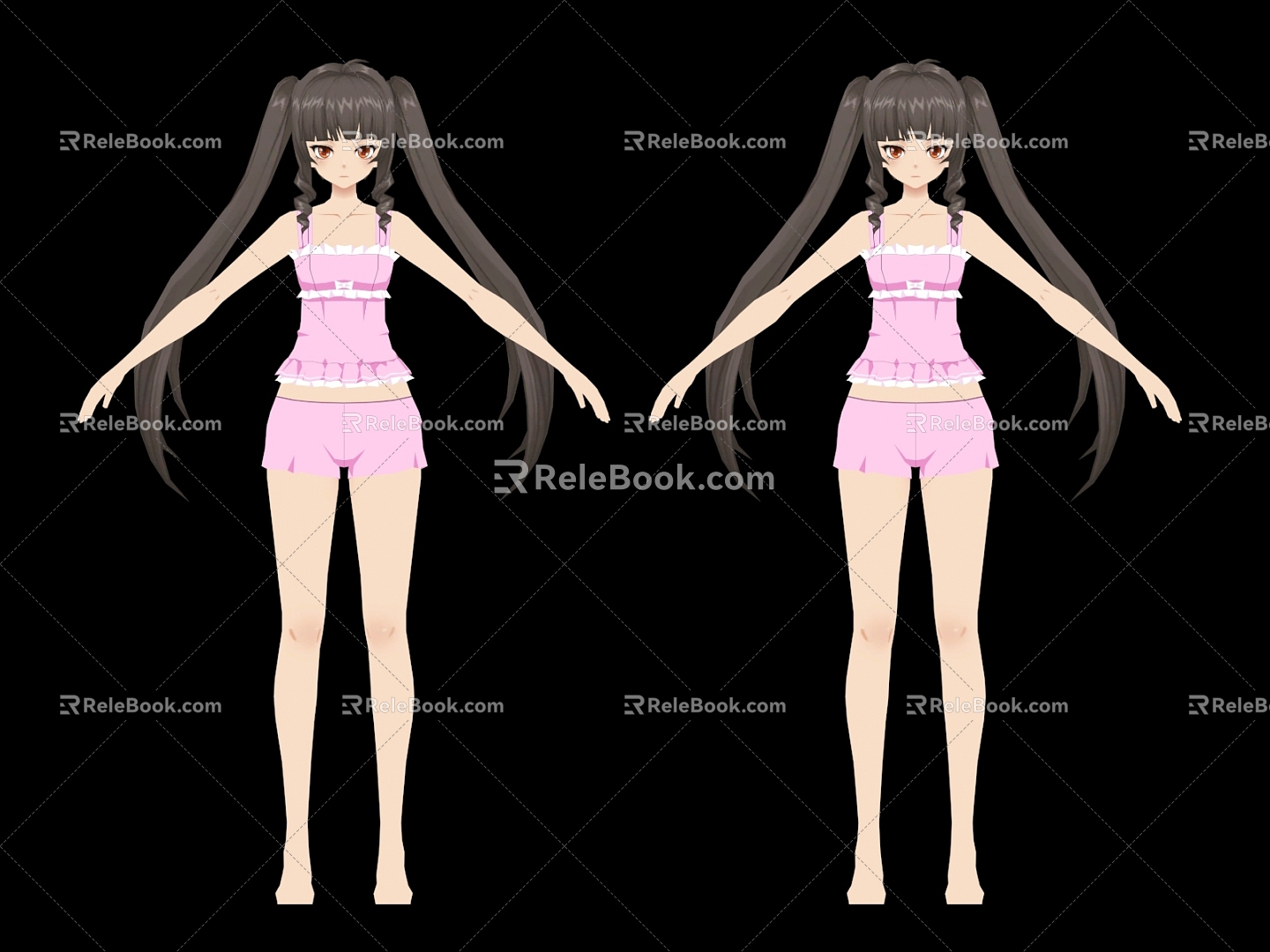 Girl Girl Girl Woman Beauty Cartoon Character Animation Game Character Body Naked Model 3d model