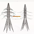 Industrial Equipment Electricity Pylons Featuring Steel Tower Structures And Power Lines