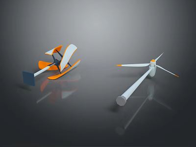 Modern Wind Turbine Models Featuring Orange White Design And Three Blade Structure 3d model