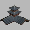 Traditional Chinese Multi-tiered Roof Structure With Curved Eaves And Ceramic Tiles