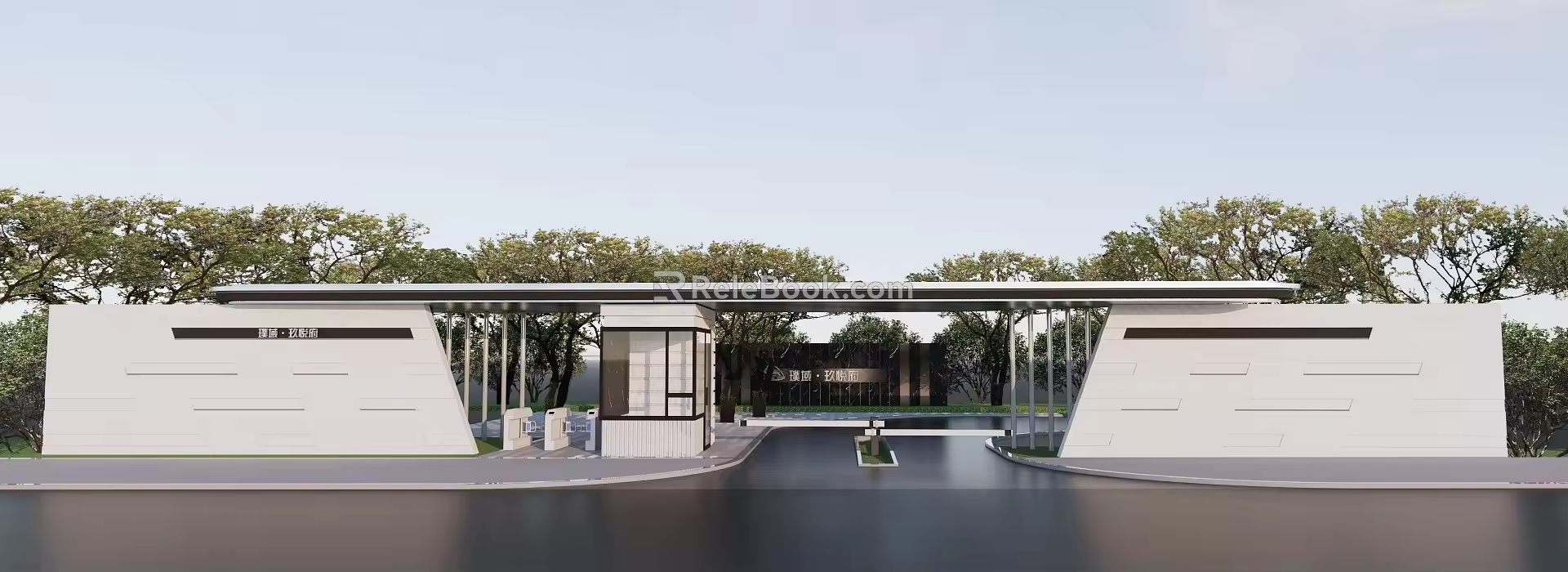 Modern Gate Art Folding Line Entrance Gate Building Corridor Frame View Wall 3d model