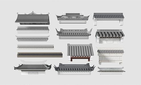 New Chinese style eaves door head 3d model