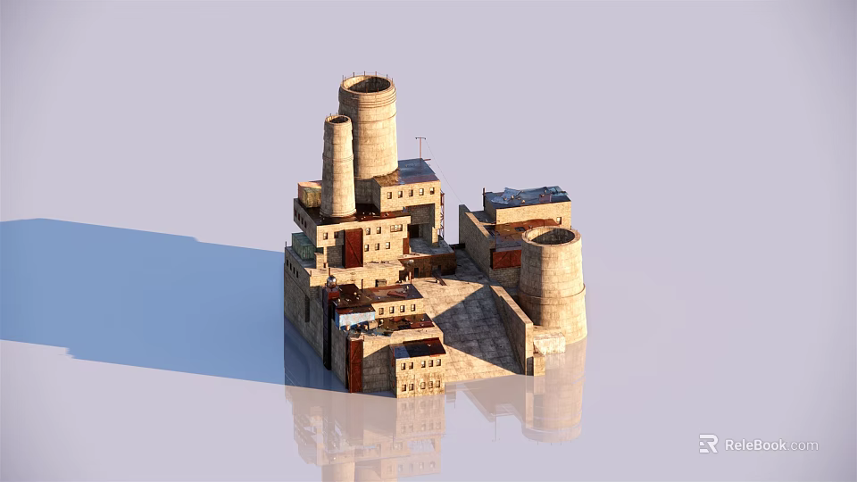 Medieval Castle 3D Rendering With Stone Towers Courtyard And Stone Steps 3d model