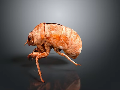 Realistic Brown Beetle With Detailed Exoskeleton In Crawling Position On Gray Gradient Background 3d model