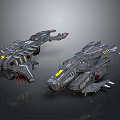 Futuristic Sci Fi Spacecraft Design With Detailed Metal Structures And Engines
