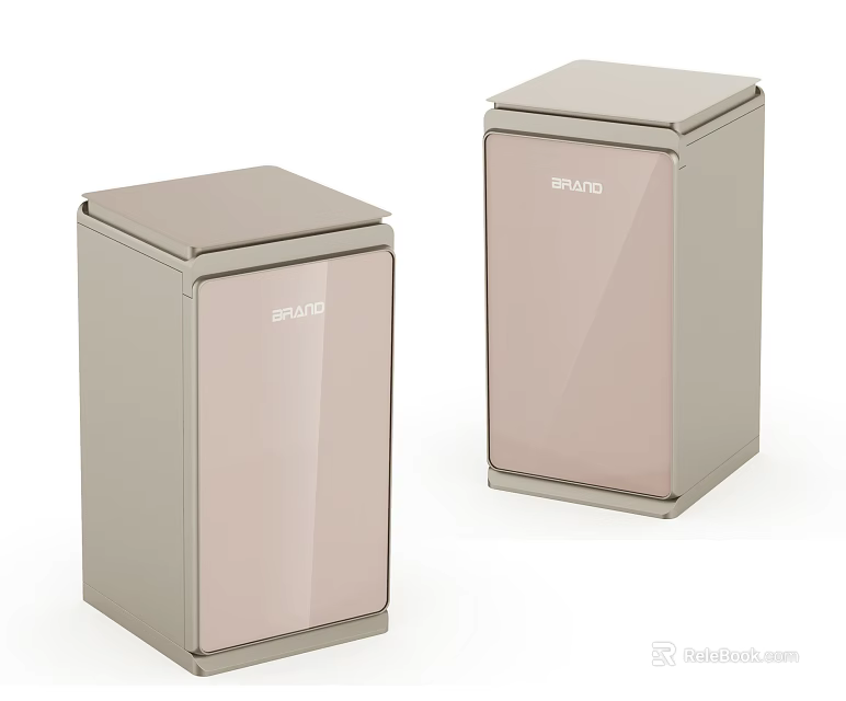 Sharp Square Design Refrigerators With Light Gray And Pink Glass Panels 3d model 