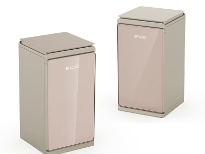 Sharp Square Design Refrigerators With Light Gray And Pink Glass Panels 3d model