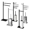 Stylish Modern Bathroom Accessories Collection Featuring Towel Racks And Toilet Brush Holders