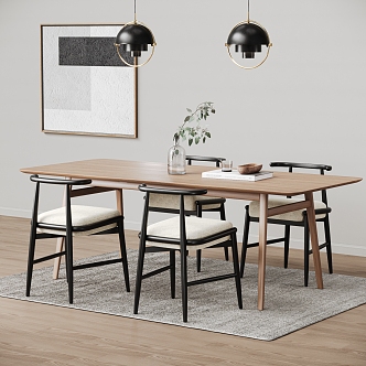 New Chinese Dining Table and Chair Combination 3d model