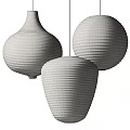 White Paper Lantern Pendant Lights With Striped Design For Home Interior Decor