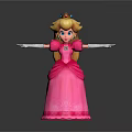 Elegant Princess Character With Pink Gown Crown Blonde Hair And Arms Outstretched