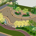 Beautiful Square Landscape Design With Greenery Walking Paths And Flower Beds