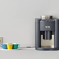 Illy Gray Coffee Machine With Colorful Cups On Plate In Kitchen 3d model