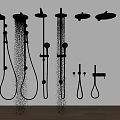 Various Modern Shower Head Systems With Handheld And Overhead Bathroom Fixtures 3d model