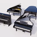 Black Musical Instruments Pianos in Various Styles Including Upright and Grand Types