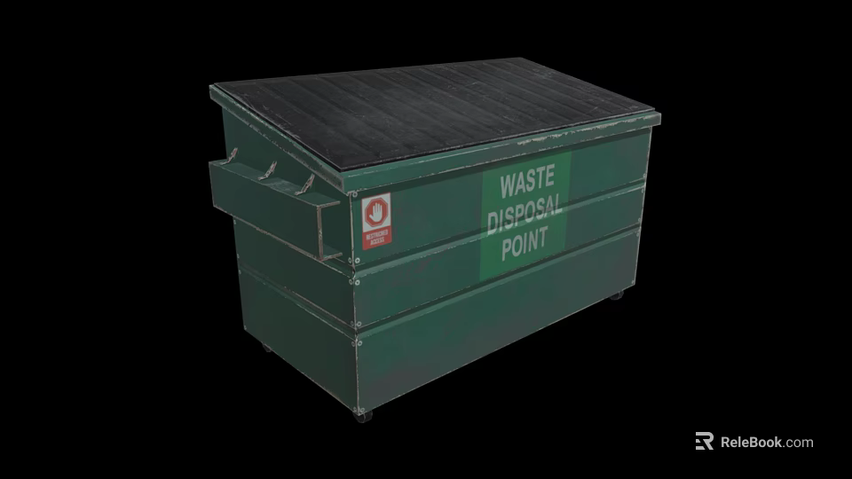 Public Green Waste Disposal Point Facility With Black Lid For Outdoor Use 3d model 