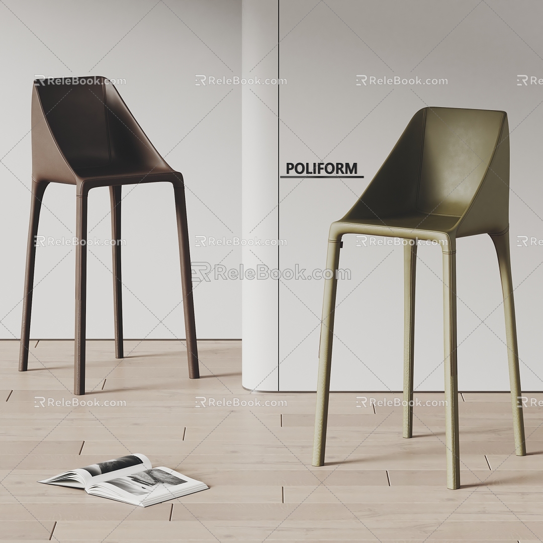 poliform Modern Bar Chair Leather Bar Chair 3d model