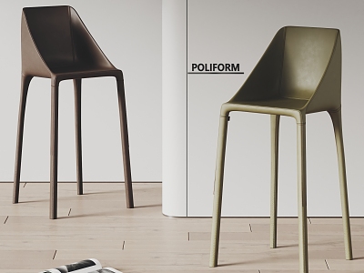 poliform Modern Bar Chair Leather Bar Chair 3d model