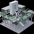 Industrial Equipment With Automated Conveyor Belts Control Panel And Metal Frame