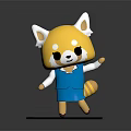 Cute Yellow Fox Like Game Character With White Ears Blue Outfit And Decorative Base