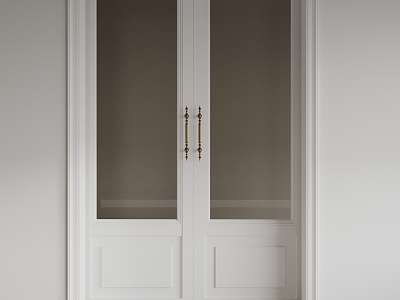 Door Double Door Interior Door French Door Jane European Door Handle White Door Cream Style 3d model