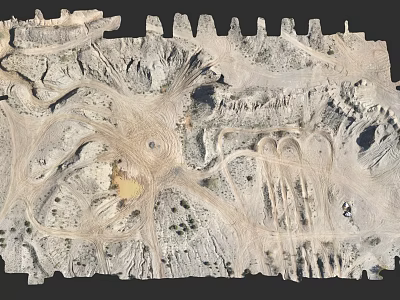 Heavy Duty Industrial Equipment Operating In Open Pit Mining Site With Transport Roads 3d model
