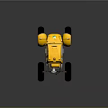 Rough Terrain Suitable For Yellow Off Road Vehicle With Large Tires And Cartoon Design