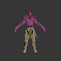 Fantasy Warrior In Silver Spiked Armor Standing With Weapon And Intricate Metallic Design