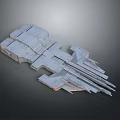 Sci Fi Mechanical Structure 3D Model With Gray Body And Orange Edge Details 3d model