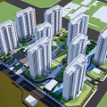 Modern High Rise Residential Complex With White Buildings Green Spaces And Courtyards