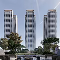 Stunning Modern High Rise Building Exterior With Glass Windows And Balconies